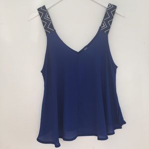 Royal Blue Tank with Patterned Straps